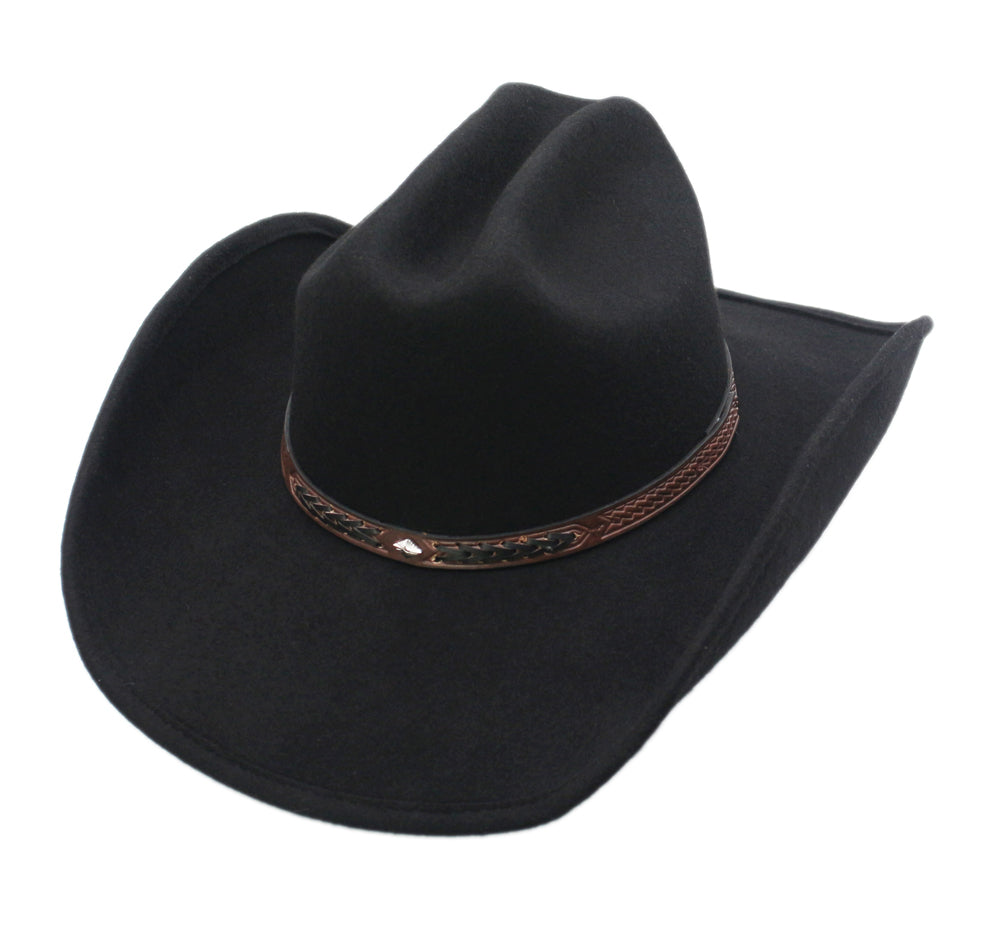 Men's Wool Cowboy Hat Silverado Black Shapeable Western Hats by