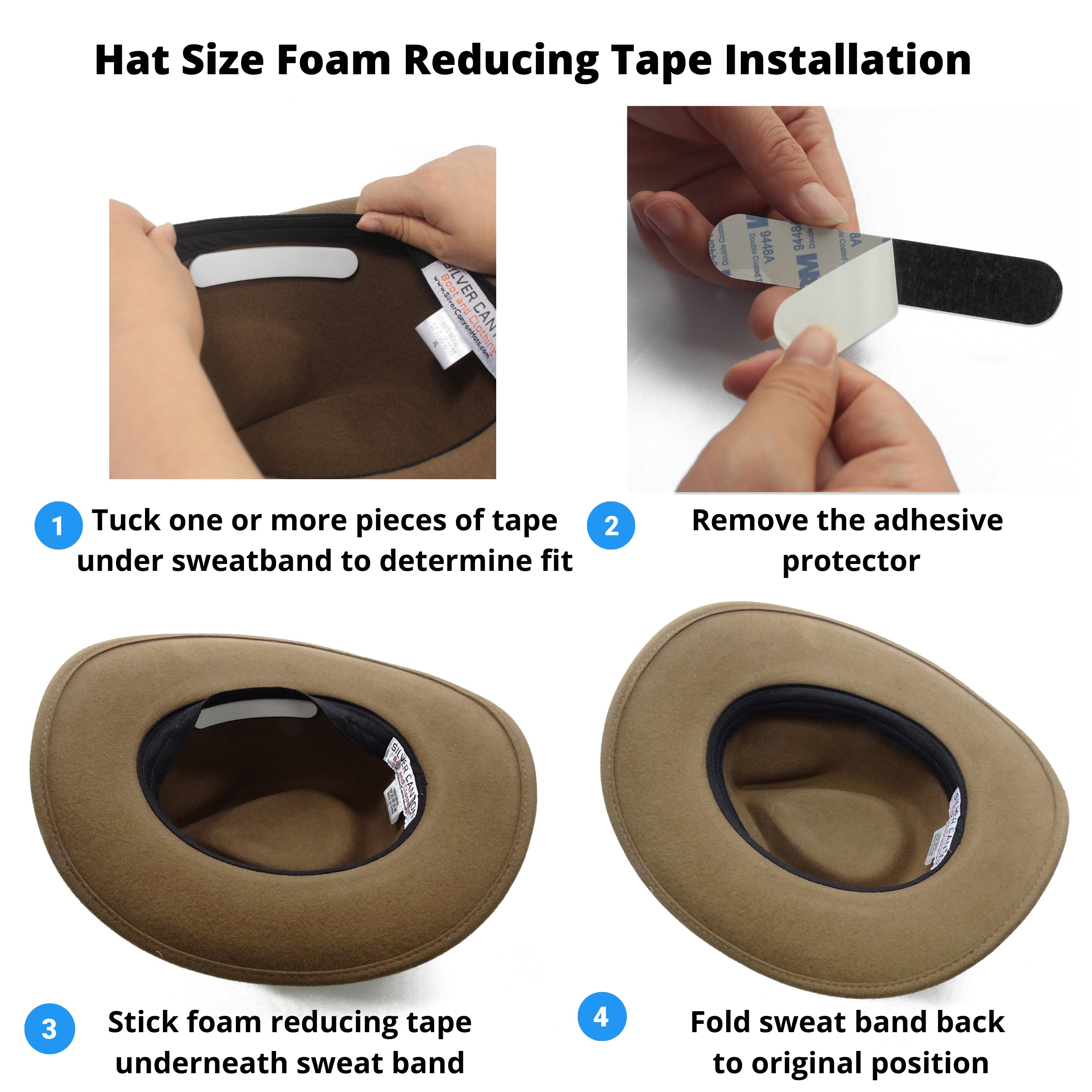 BEST Hat Size Reducer Foam Tape Roll - Self Adhesive Strip Insert 60cm  (24)