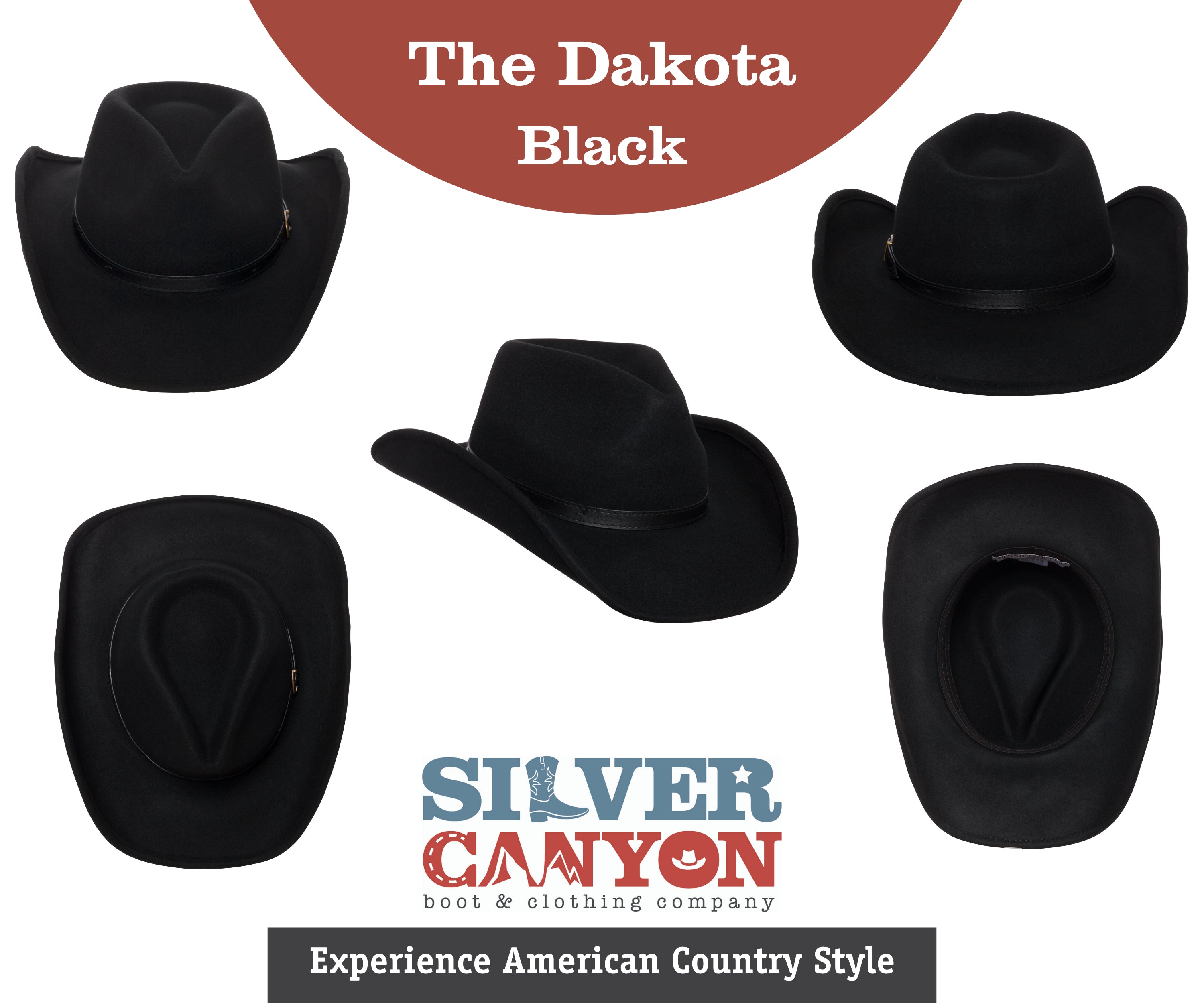 Men s Outback Wool Cowboy Hat Dakota Black Shapeable Western Felt