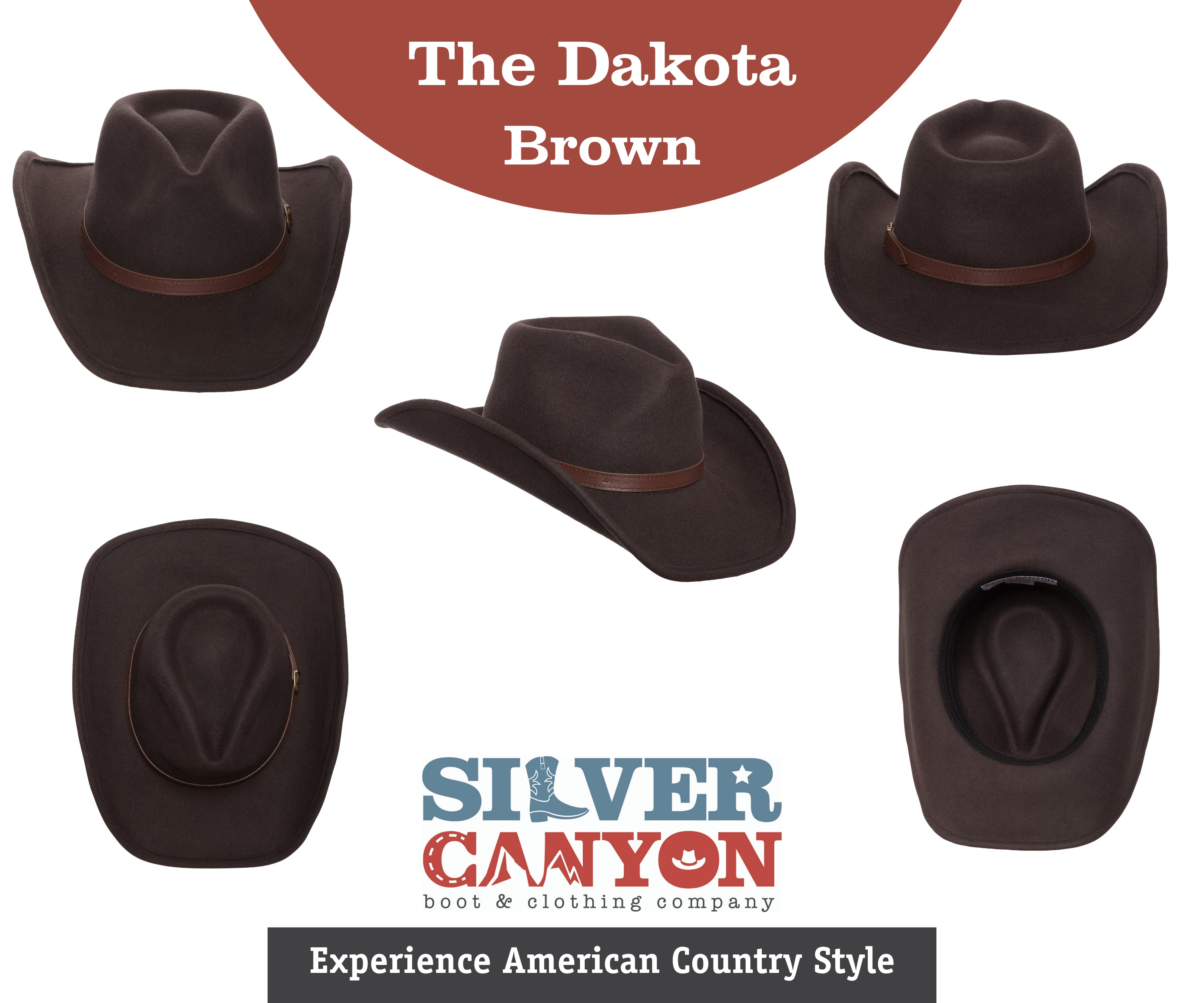 Men's Outback Wool Cowboy Hat |Dakota Brown Shapeable Western Felt
