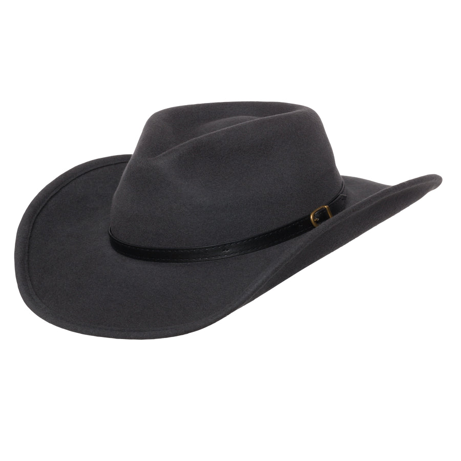 Men’s Outback Wool Cowboy Hat |Dakota Black Shapeable Western Felt by Silver Canyon - Large Black